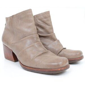 Kork-Ease Leather Back Zip Ankle Heeled Slouch Booties Women's 9M Lagenlook